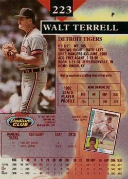 1993 Stadium Club - First Day Production #223 Walt Terrell Back