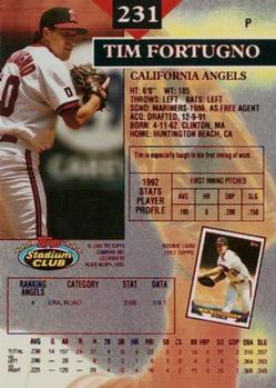 1993 Stadium Club - First Day Production #231 Tim Fortugno Back