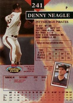 1993 Stadium Club - First Day Production #241 Denny Neagle Back