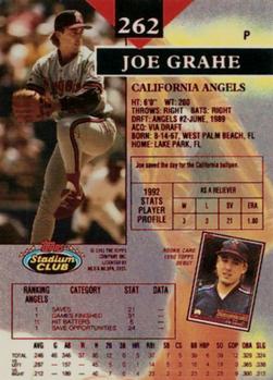 1993 Stadium Club - First Day Production #262 Joe Grahe Back