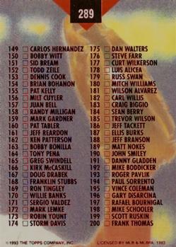 1993 Stadium Club - First Day Production #289 Checklist: 101-200 Back