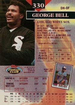 1993 Stadium Club - First Day Production #330 George Bell Back