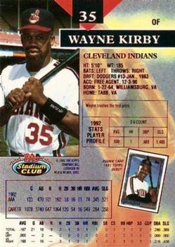 1993 Stadium Club - First Day Production #35 Wayne Kirby Back
