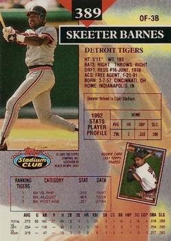 1993 Stadium Club - First Day Production #389 Skeeter Barnes Back