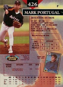 1993 Stadium Club - First Day Production #426 Mark Portugal Back
