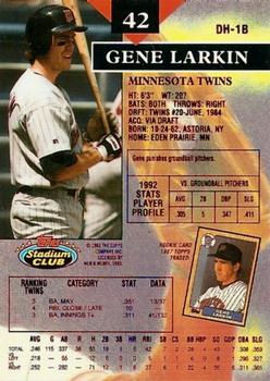 1993 Stadium Club - First Day Production #42 Gene Larkin Back