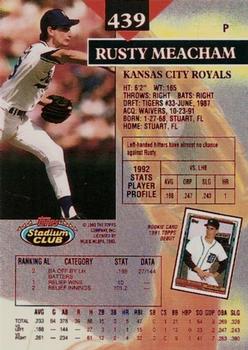 1993 Stadium Club - First Day Production #439 Rusty Meacham Back