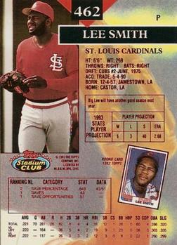 1993 Stadium Club - First Day Production #462 Lee Smith Back
