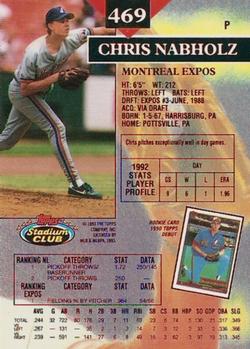 1993 Stadium Club - First Day Production #469 Chris Nabholz Back