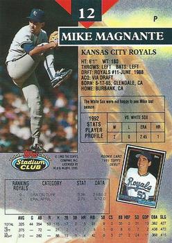 1993 Stadium Club - First Day Production #12 Mike Magnante Back