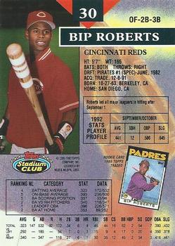 1993 Stadium Club - First Day Production #30 Bip Roberts Back