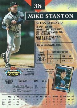 1993 Stadium Club - First Day Production #38 Mike Stanton Back