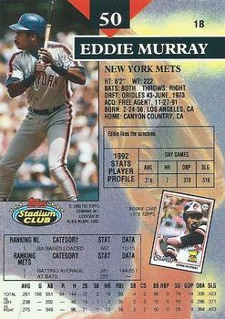 1993 Stadium Club - First Day Production #50 Eddie Murray Back