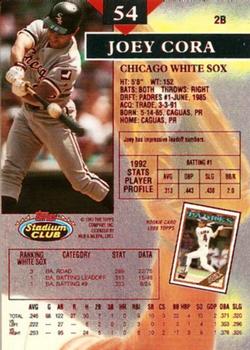 1993 Stadium Club - First Day Production #54 Joey Cora Back