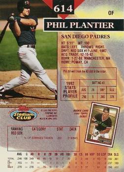 1993 Stadium Club - First Day Production #614 Phil Plantier Back