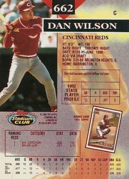 1993 Stadium Club - First Day Production #662 Dan Wilson Back