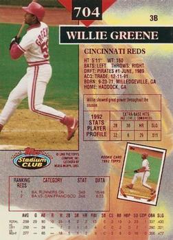 1993 Stadium Club - First Day Production #704 Willie Greene Back