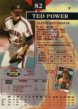 1993 Stadium Club - First Day Production #82 Ted Power Back