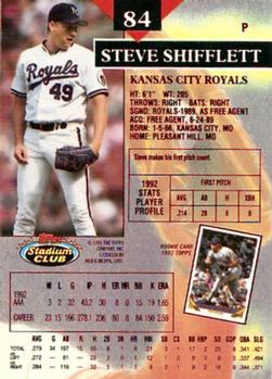 1993 Stadium Club - First Day Production #84 Steve Shifflett Back