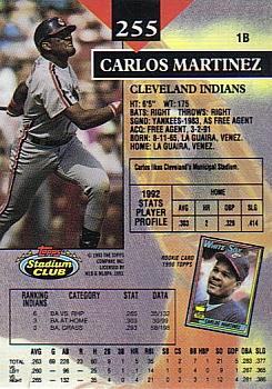 1993 Stadium Club - Members Only #255 Carlos Martinez Back