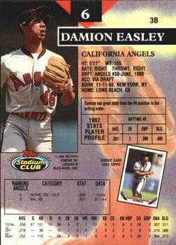 1993 Stadium Club - Members Only #6 Damion Easley Back