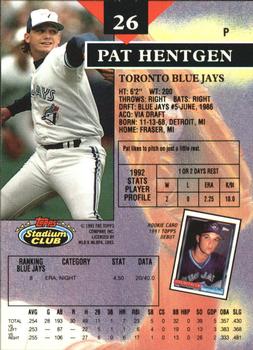 1993 Stadium Club - Members Only #26 Pat Hentgen Back