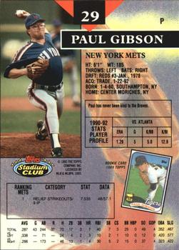 1993 Stadium Club - Members Only #29 Paul Gibson Back