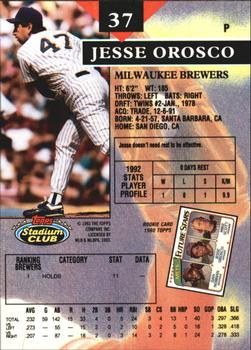 1993 Stadium Club - Members Only #37 Jesse Orosco Back