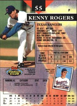 1993 Stadium Club - Members Only #55 Kenny Rogers Back