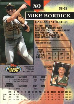 1993 Stadium Club - Members Only #80 Mike Bordick Back