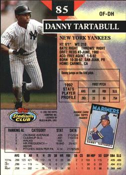 1993 Stadium Club - Members Only #85 Danny Tartabull Back