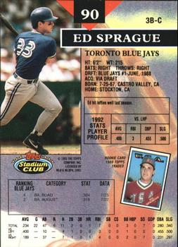 1993 Stadium Club - Members Only #90 Ed Sprague Back