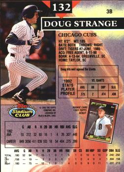 1993 Stadium Club - Members Only #132 Doug Strange Back