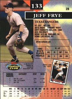 1993 Stadium Club - Members Only #133 Jeff Frye Back