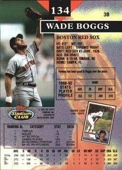 1993 Stadium Club - Members Only #134 Wade Boggs Back