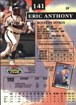 1993 Stadium Club - Members Only #141 Eric Anthony Back