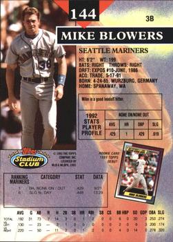 1993 Stadium Club - Members Only #144 Mike Blowers Back