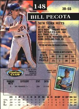 1993 Stadium Club - Members Only #148 Bill Pecota Back