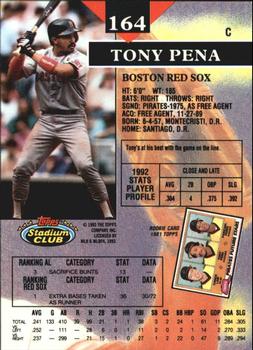 1993 Stadium Club - Members Only #164 Tony Pena Back