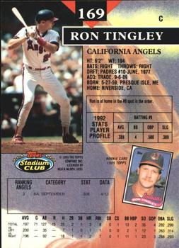 1993 Stadium Club - Members Only #169 Ron Tingley Back