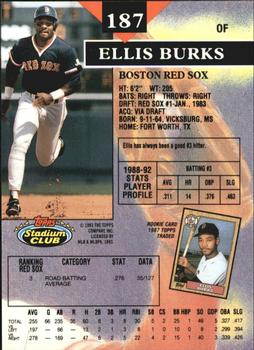 1993 Stadium Club - Members Only #187 Ellis Burks Back