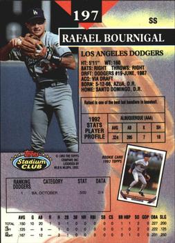 1993 Stadium Club - Members Only #197 Rafael Bournigal Back
