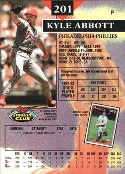 1993 Stadium Club - Members Only #201 Kyle Abbott Back