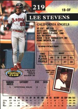 1993 Stadium Club - Members Only #219 Lee Stevens Back