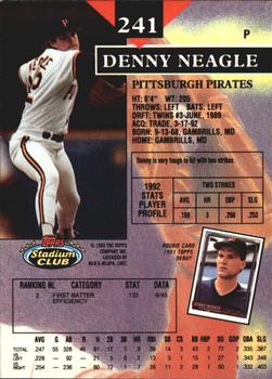 1993 Stadium Club - Members Only #241 Denny Neagle Back