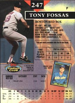 1993 Stadium Club - Members Only #247 Tony Fossas Back