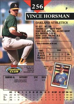 1993 Stadium Club - Members Only #256 Vince Horsman Back