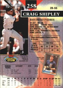 1993 Stadium Club - Members Only #258 Craig Shipley Back