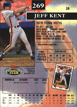 1993 Stadium Club - Members Only #269 Jeff Kent Back