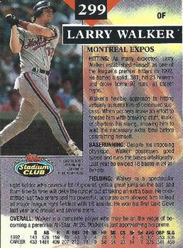 1993 Stadium Club - Members Only #299 Larry Walker Back